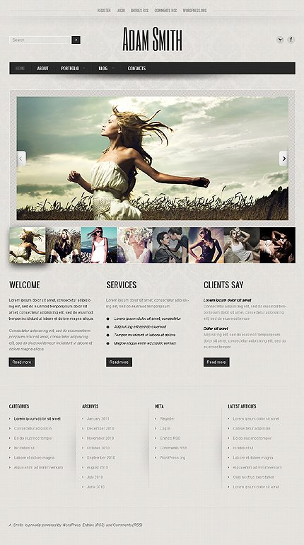 Grey Photographer Portfolio WordPress Theme by Mercury TMT