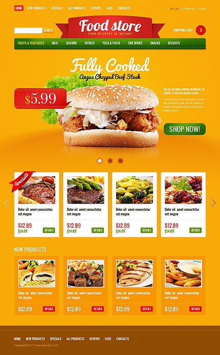Orange Food Store Zen Cart Template by Hermes Zen Cart  TMT