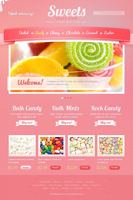 Pink Sweet Shop Magento Theme by Hermes TMT