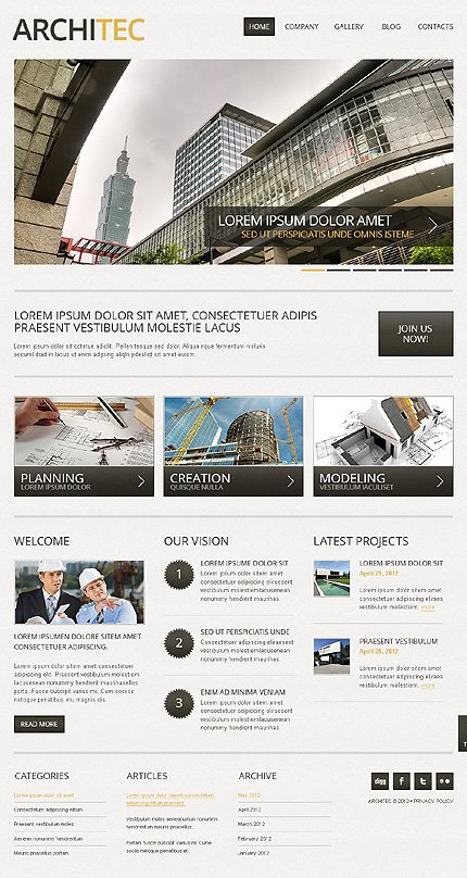 White Architecture Joomla Theme by Hinoriko TMT