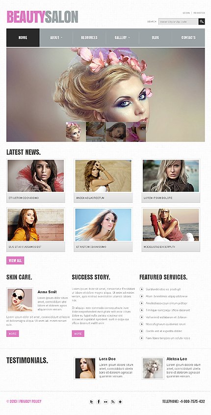 White Beauty Salon Joomla Template by Butterfly TMT