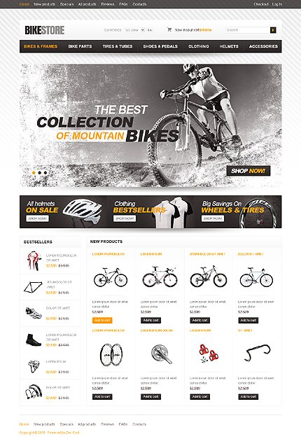White Bike Shop Zen Cart Template by Hermes Zen Cart  TMT