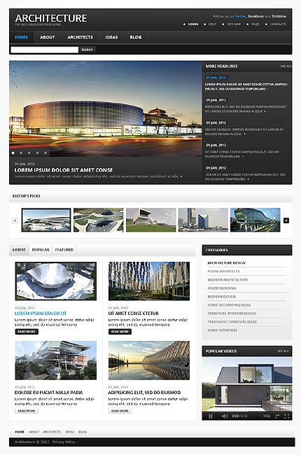 White & Black Architecture Joomla Theme by Mercury TMT