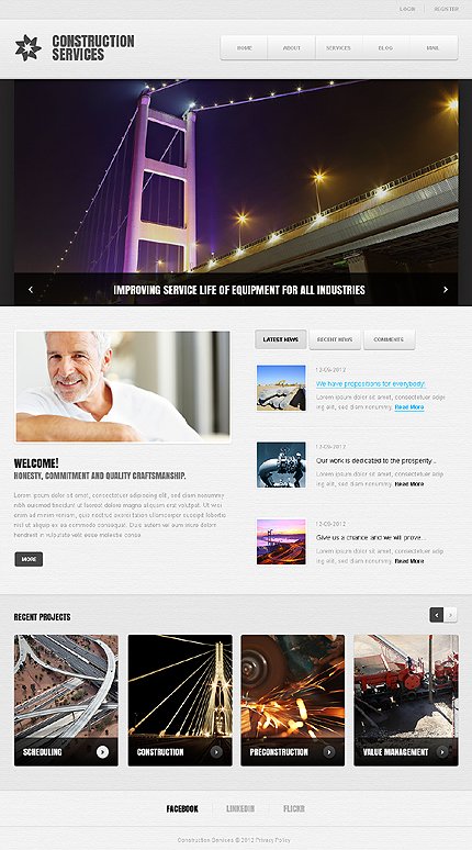 White & Black Construction Company Joomla Template by Astra TMT