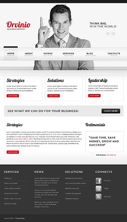 White & Black Management Company Joomla Template by Hugo TMT