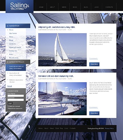 White & Black Yachting Drupal Theme by Mercury TMT