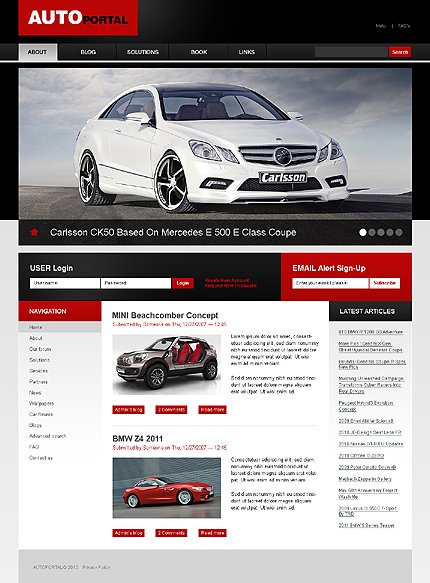 White & Black Car Club Drupal Theme by Mercury TMT