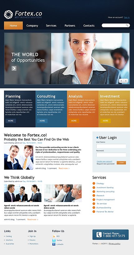 White & Black Business Drupal Template by Sawyer TMT