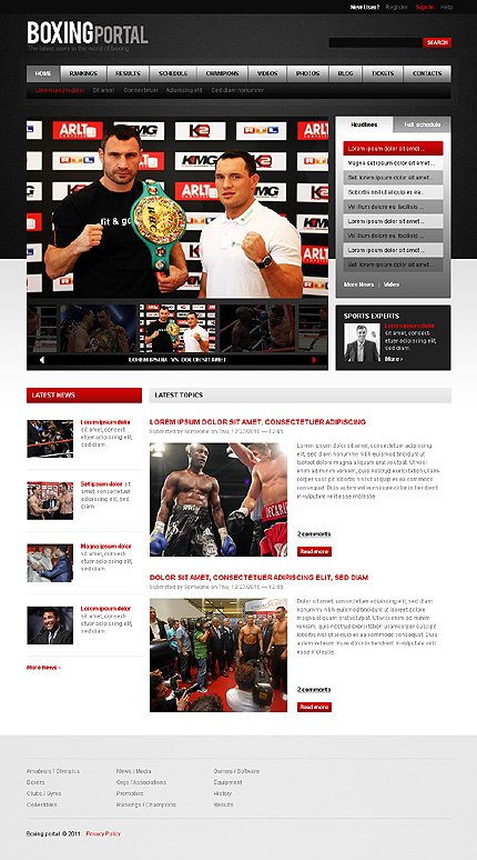 White & Black Boxing Drupal Theme by Mercury TMT