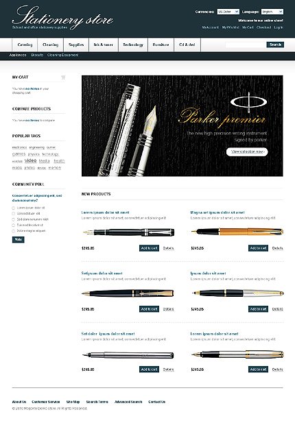 White & Black Stationery Magento Theme by Mercury TMT