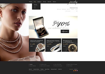 White & Black Jewelry Magento Template by Mercury TMT