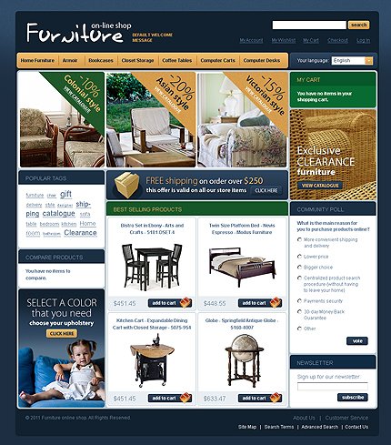 White & Black Magento Furniture Template by Glenn TMT