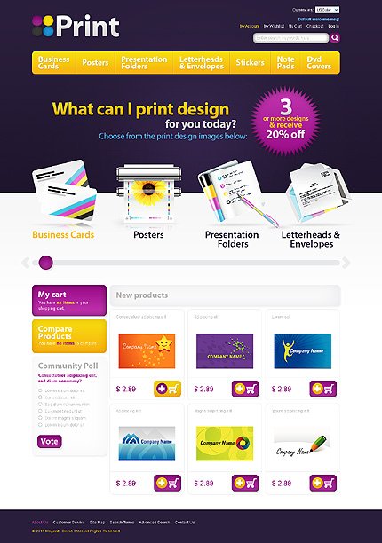 White & Black Print Shop Magento Theme by Hermes TMT