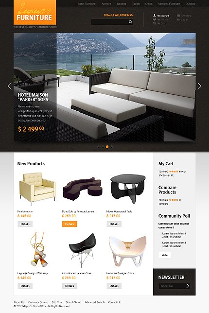 White & Black Magento Furniture Template by Bora TMT