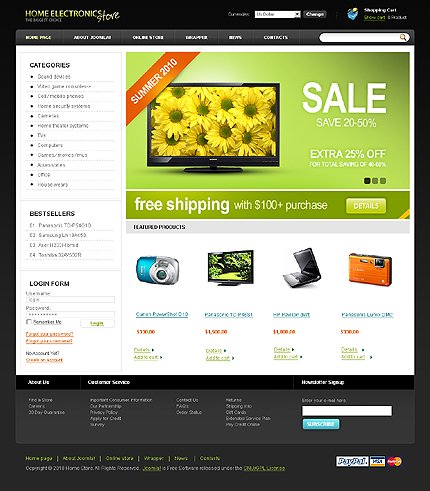 White & Black Electronics Store VirtueMart Template by Matrix TMT
