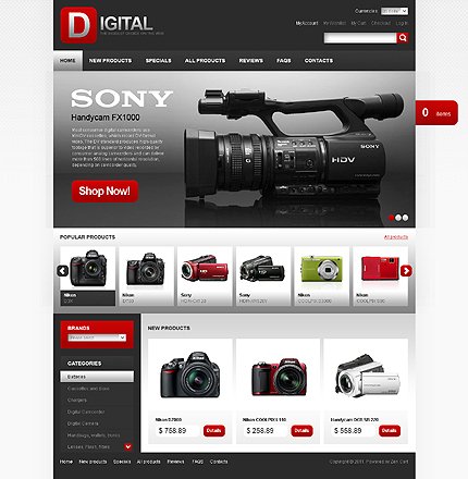 White & Black Video Store Zen Cart Template by Mercury Zen Cart  TMT