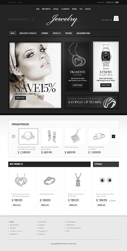 White & Black Jewelry Zen Cart Theme by Hermes Zen Cart  TMT