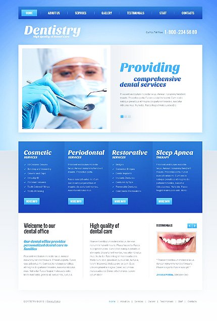 White & Blue Dentistry Joomla Template by Elza TMT