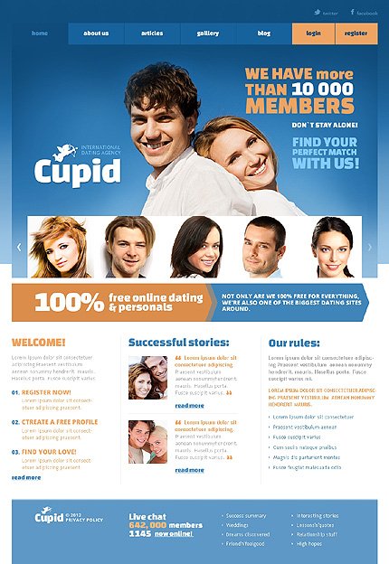 White & Blue Dating Joomla Theme by Glenn TMT