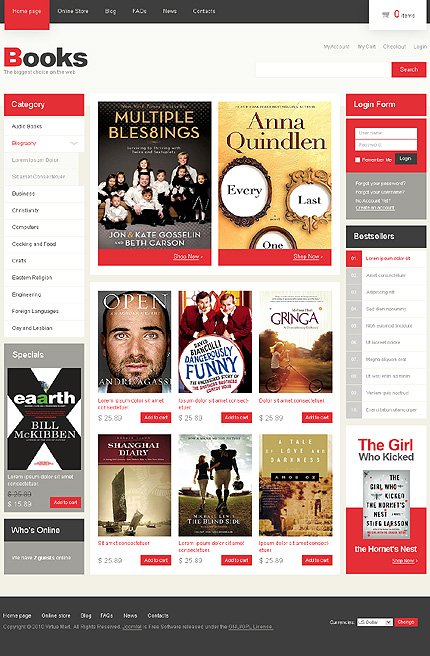 White Book Store VirtueMart Template by Mercury TMT