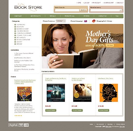 White Book Store Zen Cart Template by Oldman Zen Cart  TMT