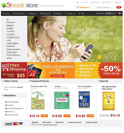 White Book Store Zen Cart Template by Delta Zen Cart  TMT