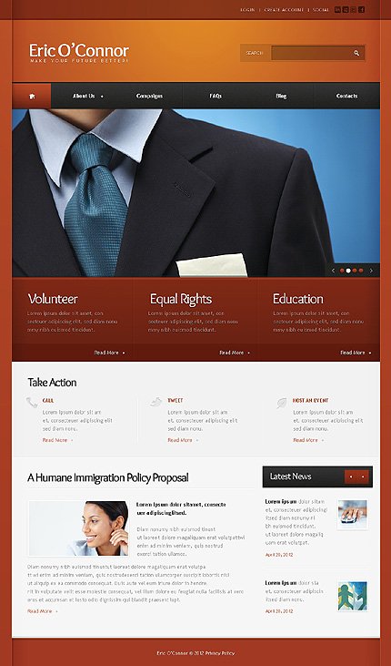 White & Brown Political Candidate Joomla Template by Astra TMT