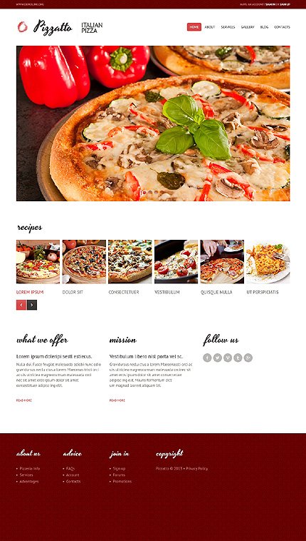 White & Brown Pizza Joomla Template by Cowboy TMT