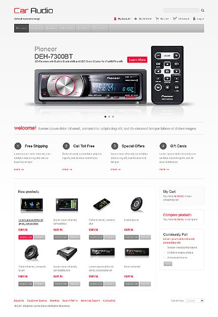 White Car Audio Magento Theme by Hermes TMT