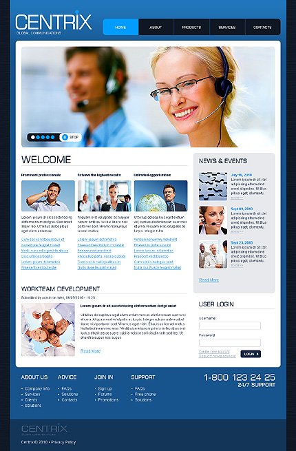 White Communications Drupal Template by Cowboy TMT