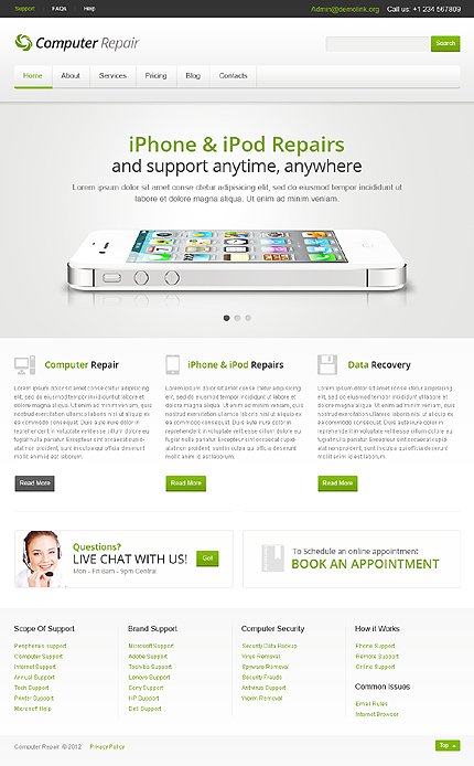 White Computer Repair Joomla Template by Mercury TMT