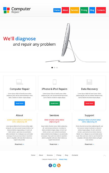 White Computer Repair Joomla Template by Mercury TMT