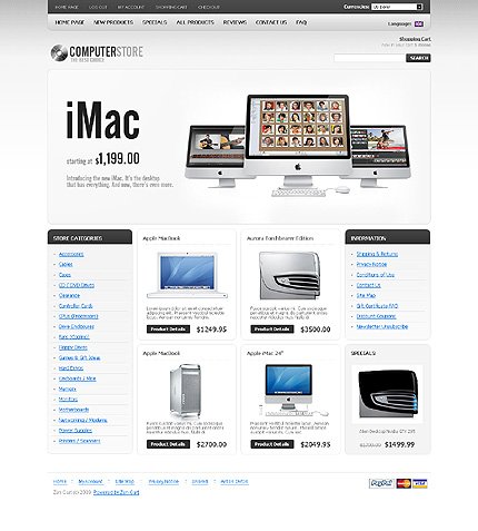White Computer Store Zen Cart Template by Cowboy Zen Cart  TMT