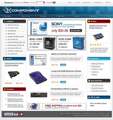 White Computer Store Zen Cart Template by Di Zen Cart  TMT