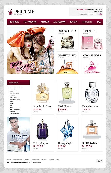 White Cosmetics Store Zen Cart Template by Di Zen Cart  TMT