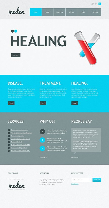 White & Cyan Medical Joomla Theme by Cowboy TMT