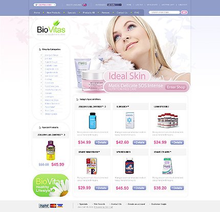 White Drug Store Zen Cart Template by Delta Zen Cart  TMT