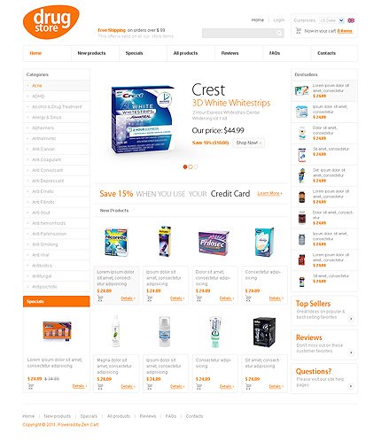 White Drug Store Zen Cart Template by Mercury Zen Cart  TMT