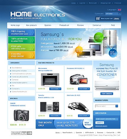 White Electronics Store Zen Cart Template by Glenn Zen Cart  TMT