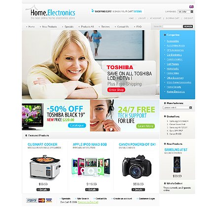 White Electronics Store Zen Cart Template by Delta Zen Cart  TMT