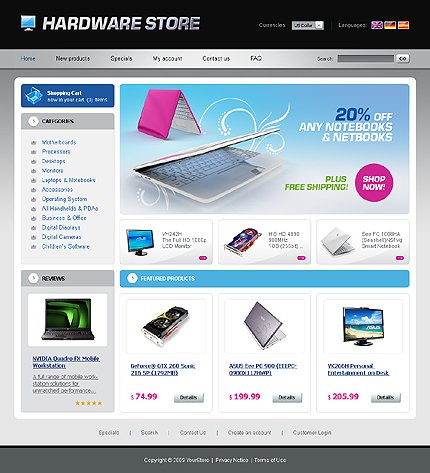 White Electronics Store Zen Cart Template by Svelte Zen Cart  TMT
