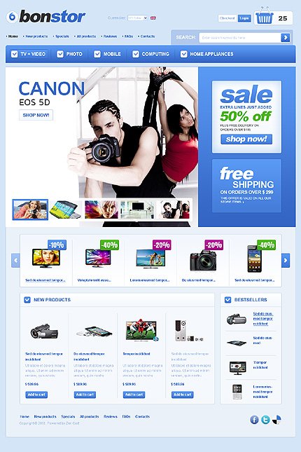 White Electronics Store Zen Cart Template by Hermes Zen Cart  TMT