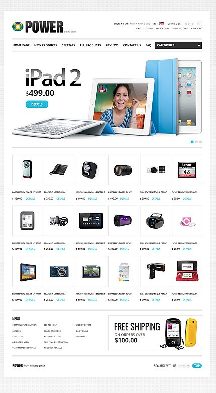 White Electronics Store Zen Cart Template by Di Zen Cart  TMT