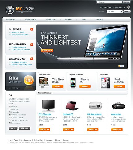 White Electronics Store VirtueMart Template by Hilary TMT