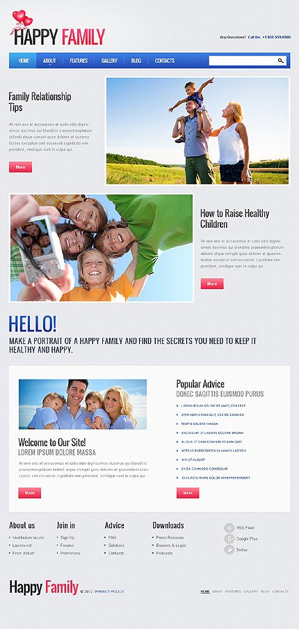 White Family Center Joomla Template by Amour TMT