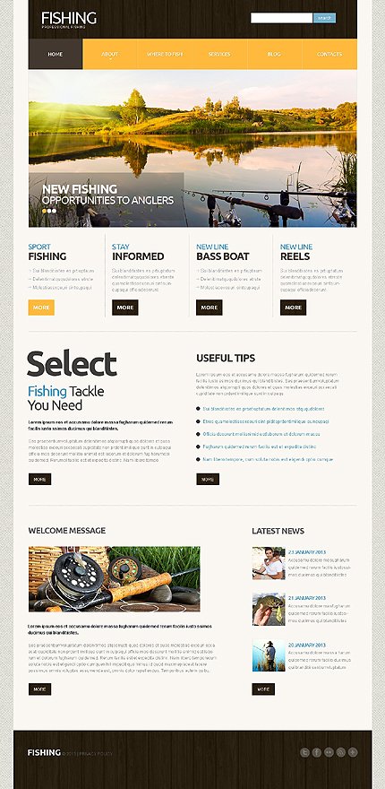White Fishing Joomla Template by Butterfly TMT