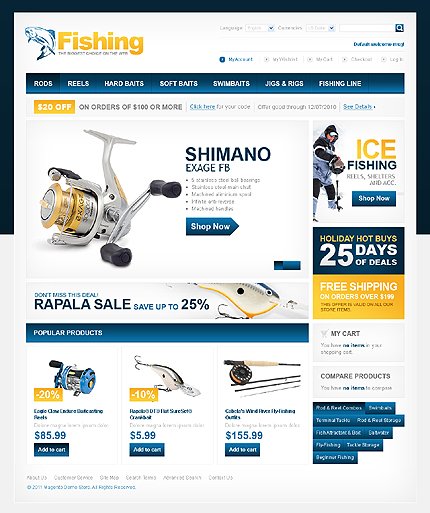 White Fishing Magento Theme by Mercury TMT