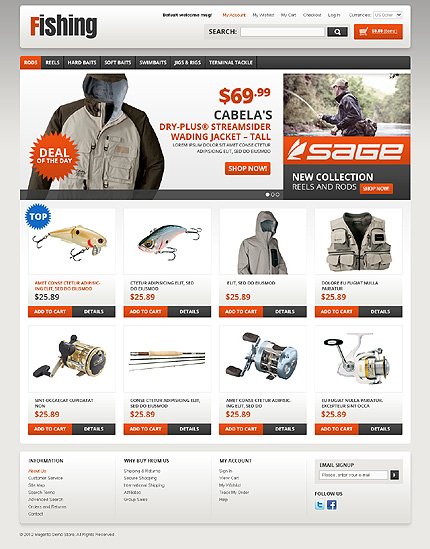 White Fishing Magento Theme by Hermes TMT