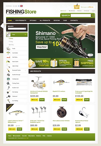 White Fishing Zen Cart Template by Mercury Zen Cart  TMT