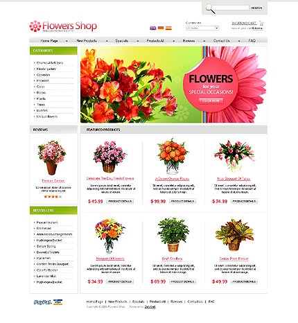White Flower Shop Zen Cart Template by Modlin Zen Cart  TMT